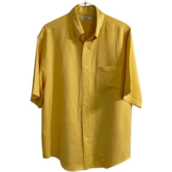 Turnbury Yellow Silk & Linen Blend Camp Shirt SIZE-LARGE - Picture 1 of 5